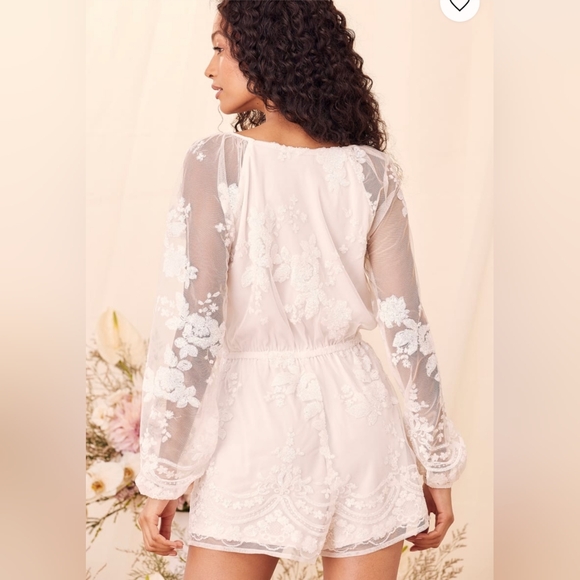 Size Medium Long Sleeve Lace and Sequin Romper from Lulus - Picture 2 of 5